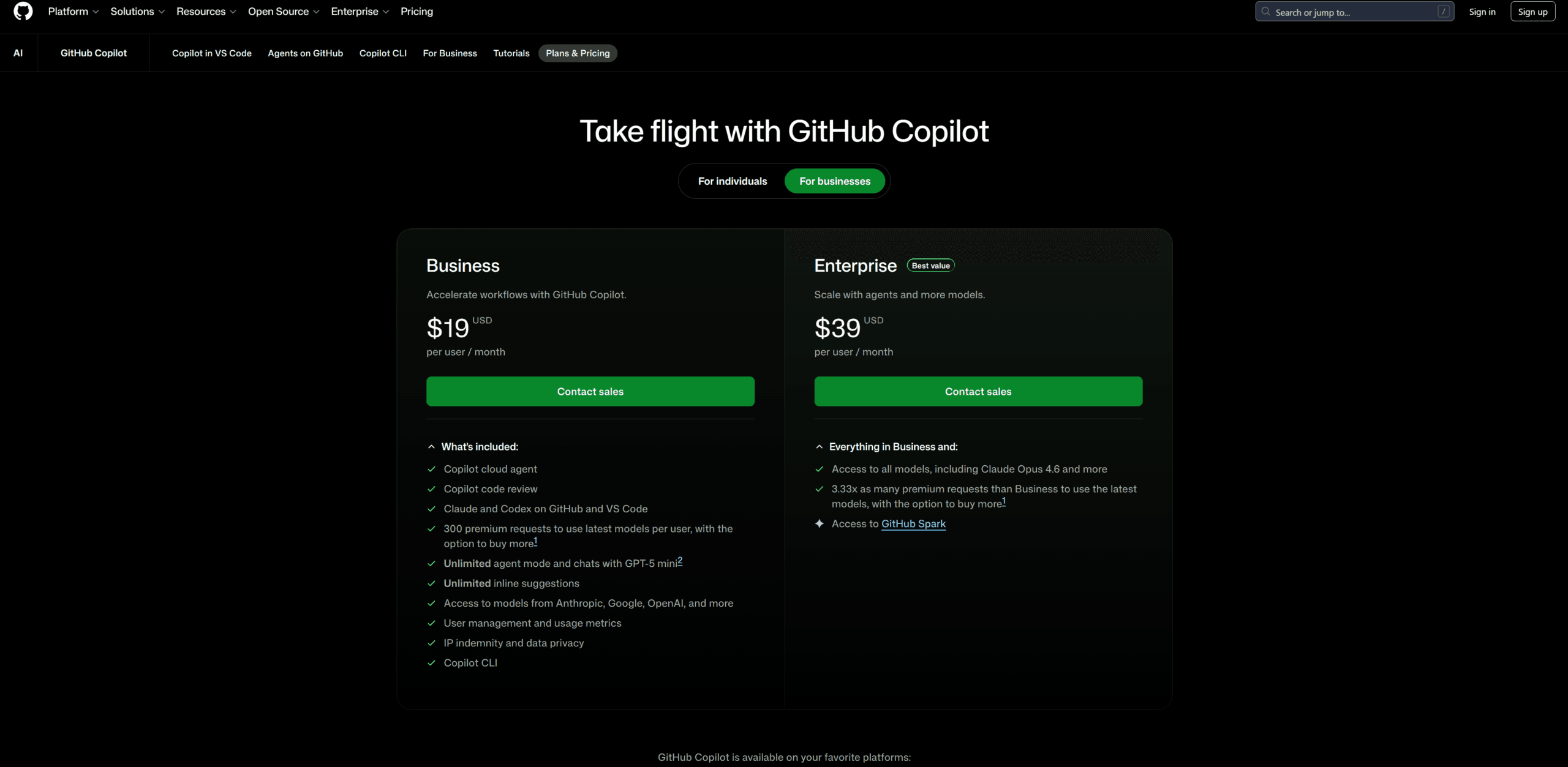 zed vs github copilot pricing showing Free Pro Pro+ Enterprise tiers